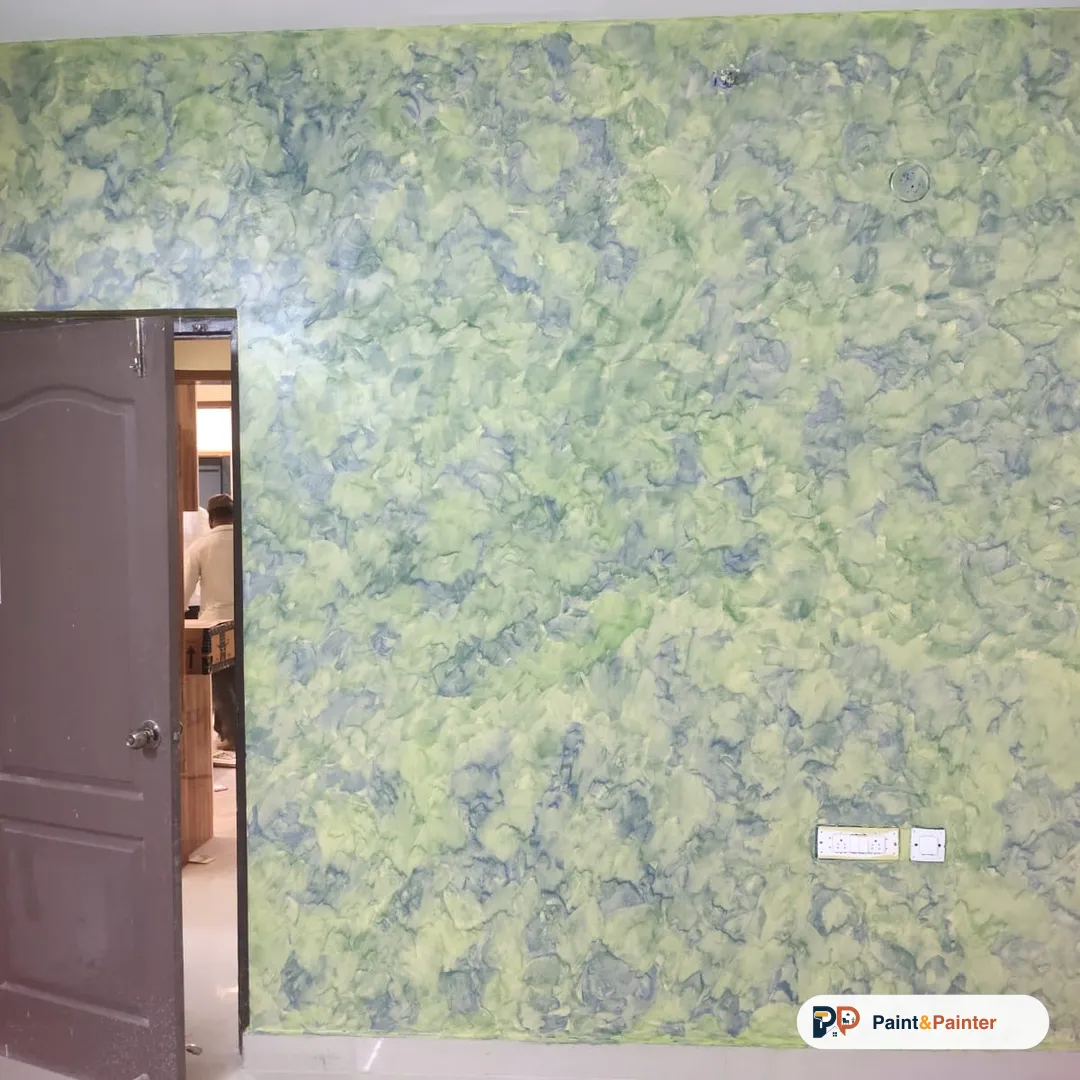 Green & blue marble wash — texture painting by Paint & Painter, Bangalore