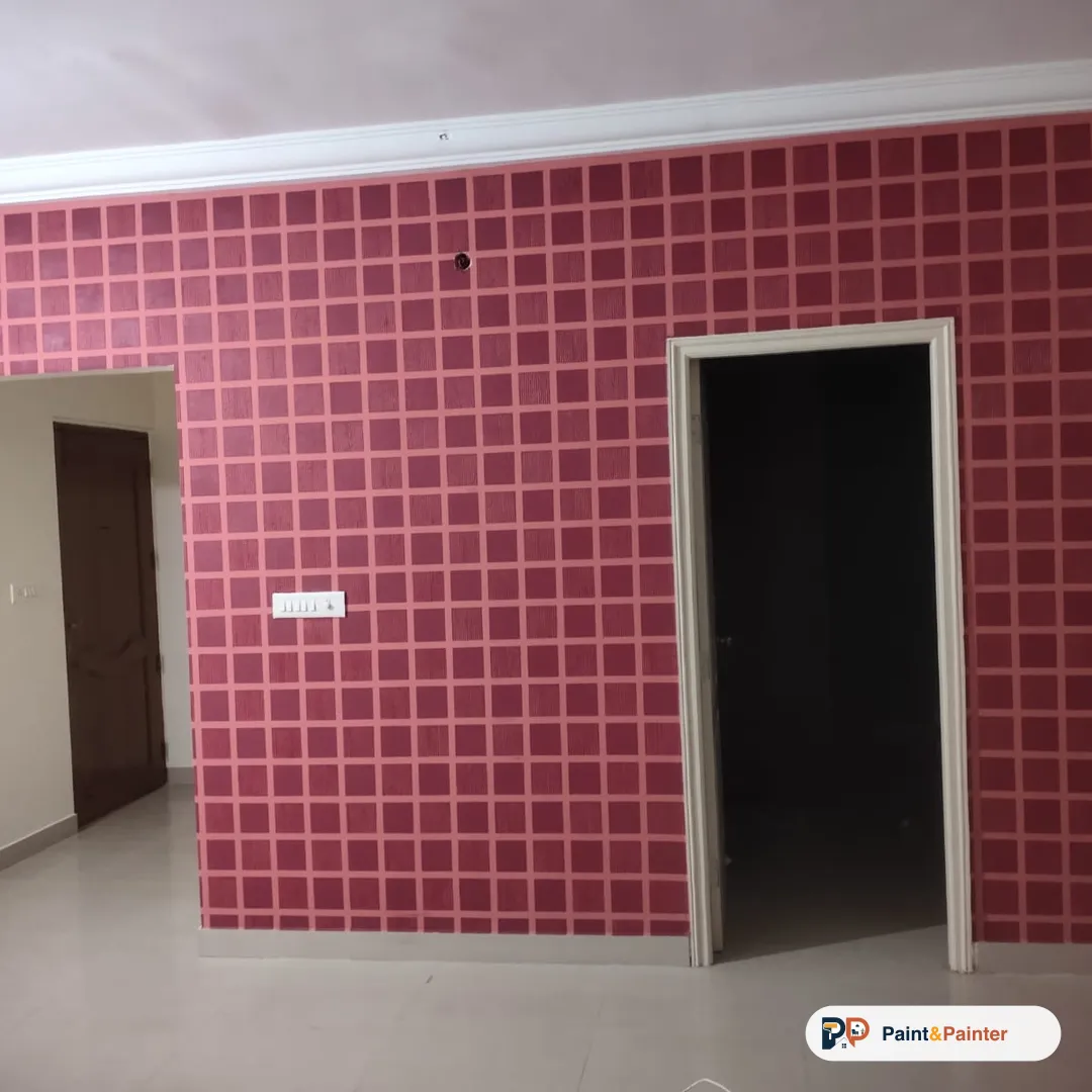 Maroon brick-grid pattern — texture painting by Paint & Painter, Bangalore