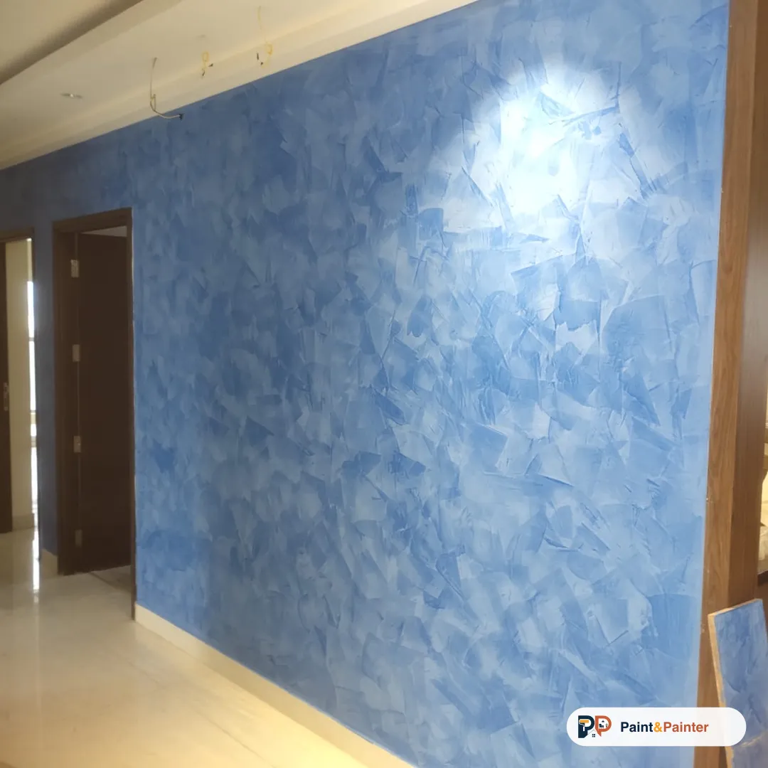 Sapphire-blue metallic finish — texture painting by Paint & Painter, Bangalore