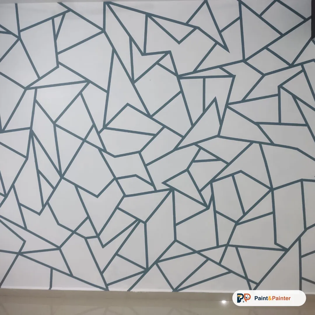 Geometric line-art wall — texture painting by Paint & Painter, Bangalore